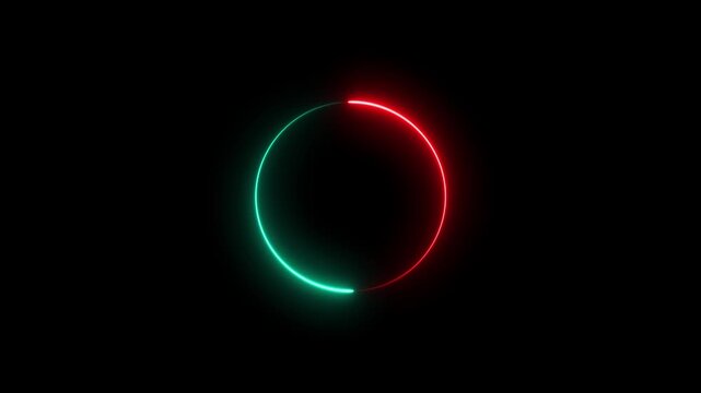 Glowing neon circle frame animation on black background. Neon Circle lights background Loop able. neon circle glows in the dark animation concept