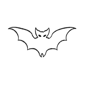 Minimalist Kawaii Halloween Vampire Bat Line Art Doodle