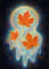 Obraz premium Vibrant leaves cosmic glow