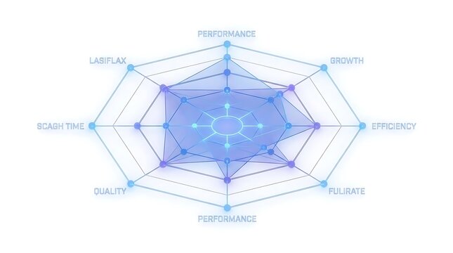 Digital blue radar spider chart for data