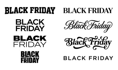 Fototapeta premium Black Friday Hand Lettering Set Featuring Elegant Calligraphy and Bold Sale Typography