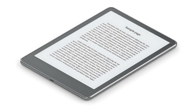 Modern electronic book reader displaying digital text.
