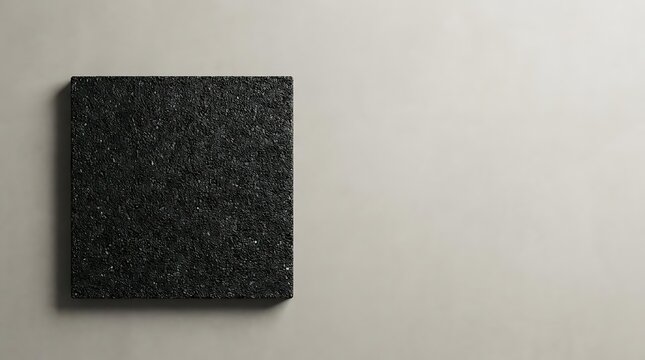 A high resolution square sample of black asphalt texture displaying granular details and rough surface characteristics isolated on a plain neutral background