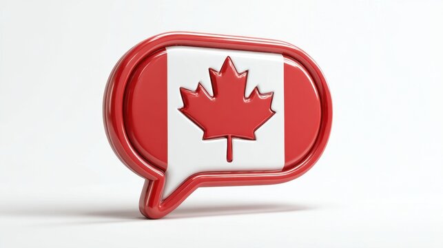 Canadian flag speech bubble 3D render on white background