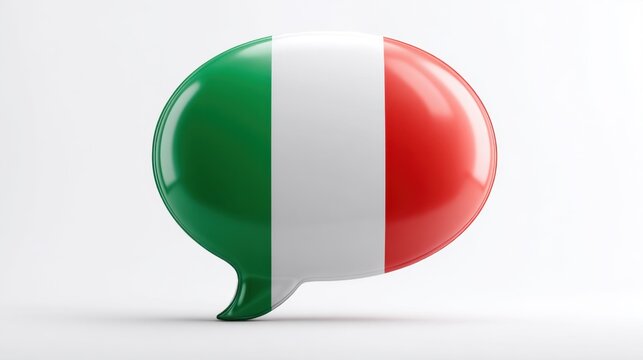 Italian flag speech bubble 3D glossy render on white background