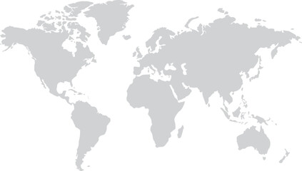 Fototapeta premium Minimalist World Map Silhouette Global Continents Vector on White