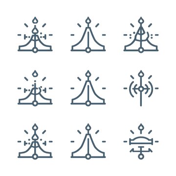 Seismograph icon vector set. Earthquake detector, seismic wave monitor, shock measurement device, tremor activity sensor symbol in outline and solid glyph style for Adobe Stock and Shutterstock. See L