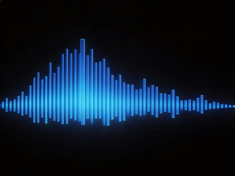 Blue sound wave on black background