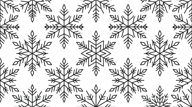 Black Snowflake Pattern on White Background