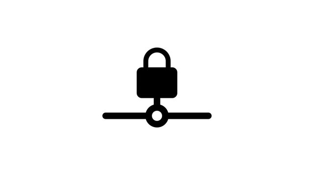 A padlock on a network line icon symbolizing cybersecurity protection, data encryption, secure connections, and digital privacy safeguarding systems