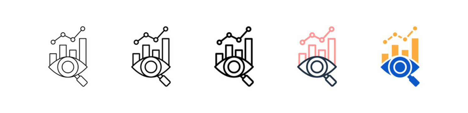 Predictive Chart different style icons set vector illustration. 