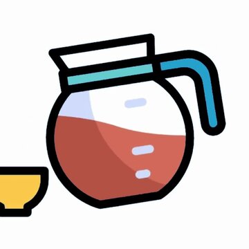 Pouring Coffee from Glass Pot to Cup Icon, Brewing and Serving Illustration