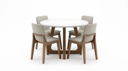 Obraz premium Modern white dining table with four cushioned chairs