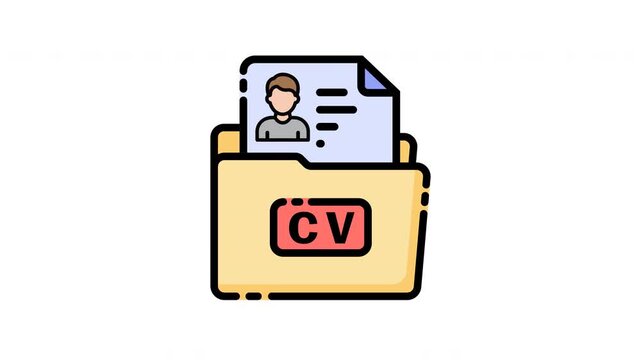 Folder with CV document and profile picture icon representing job application and resume.