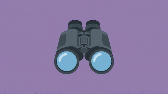Flat design vector illustration of modern binoculars icon representing search, vision and discovery concept