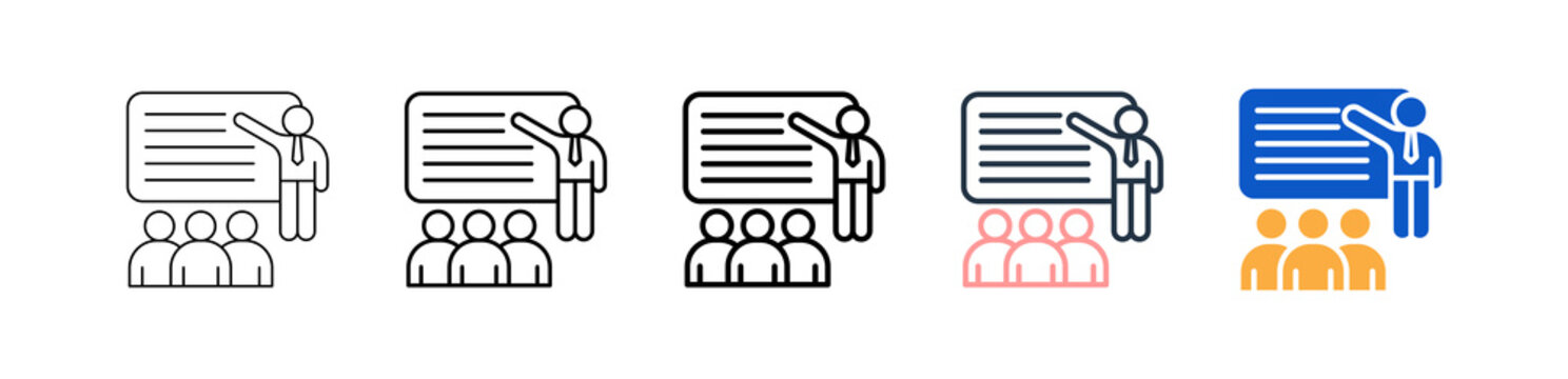 Training Program different style icons set vector illustration. 