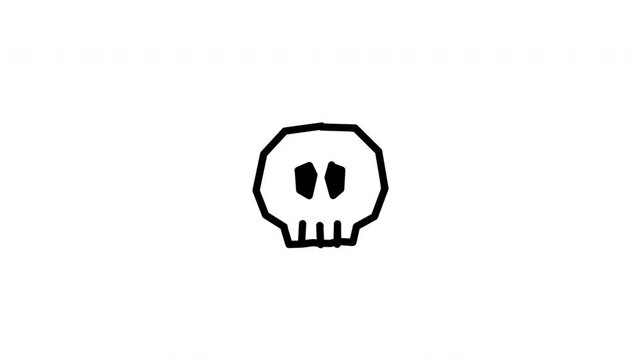 Artistic Hand Drawn Skull Scribble Sketch Doodle Motion Graphics Animation on White Background 4K 4k video animation seamless loop