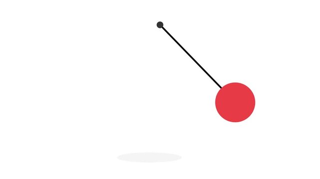 Red pendulum swinging animation. Minimalist motion graphic for loading or waiting screen.