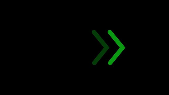 Fast forward white symbols icon symbol animation on black background. arrow looping animation left direction concept. swipe up pointing video footage-4k green background icon animation.
