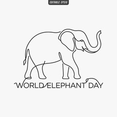 Fototapeta premium The flat design for a World Elephant Day poster focuses on simplicity, elegance, and ease of recognition. Vector Illustration