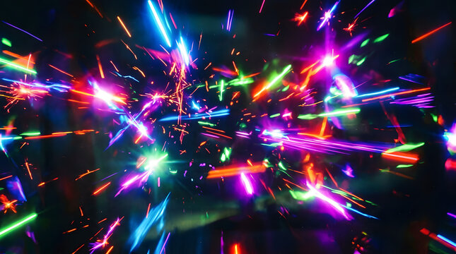 Intense club stroboscopic light leak overlay with multi colored neon flashes