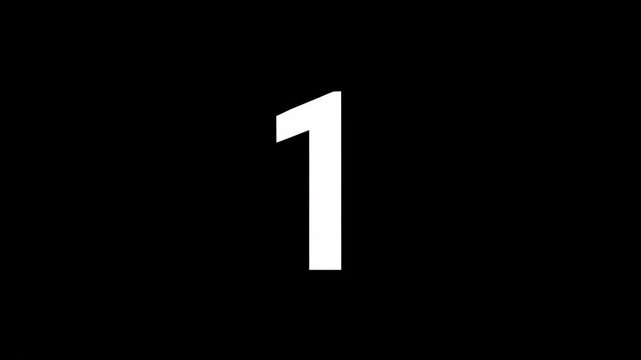 Black background with white number 3, digital countdown animation