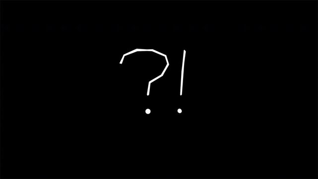 Hand-Drawn White Scribble Question and Exclamation Mark Punctuation Symbols Animation on Black Background 4K 4k video animation seamless loop
