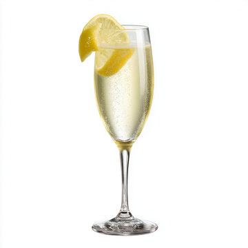 Glass of Champagne Wine Sparkling Drink with Lemon