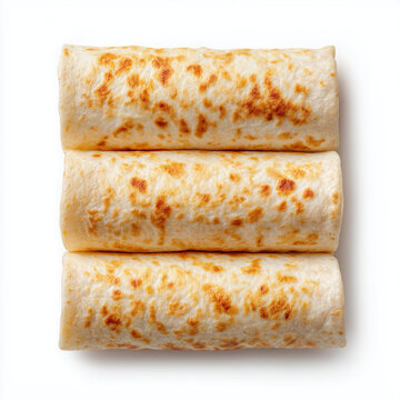 Rolled Thin Crepes Pancakes Stack Isolated on White