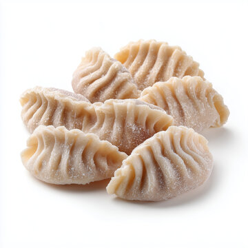 Uncooked Raw Dumplings Gyoza Heap Isolated on White