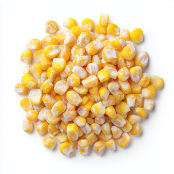 Scattered Sweet Corn Kernels Heap Isolated on White