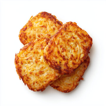 Crispy Golden Hash Brown Potato Patties Pair Isolated