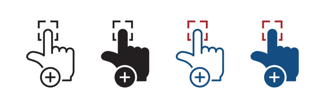 Scan Fingerprint Password to Access Line and Silhouette Icon Set. Touch ID Technology in Smartphone Symbol Collection. Scanner for Human Finger Print Identification. Isolated Vector Illustration