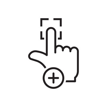 Scan the finger icon vector. Thin line sign. Isolated contour symbol illustration