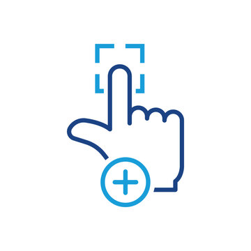 Add Touch ID to the Smartphone Line Icon. Scan Fingerprint Password to Access Color Pictogram. Scanner Human Finger Print Identification Outline Symbol. Editable Stroke. Isolated Vector Illustration