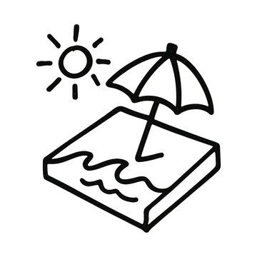 PNG Beach icon with sun umbrella