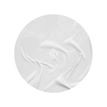 blank white round paper sticker label isolated with clipping path on white background
