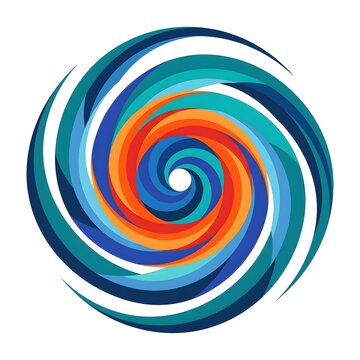 Vibrant hurricane swirl weather icon design. Abstract spiral storm symbol for meteorology and climate graphics.