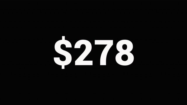 Increase counting numbers with dollar sign 0 to 500.amount money counter animation with alpha channel in 4k.Concept of money and currency.