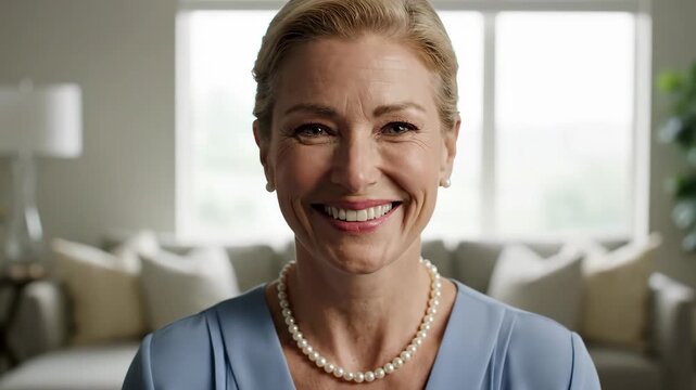 The indoor woman covered her mouth in shock, and the middle-aged woman smiled pleasantly