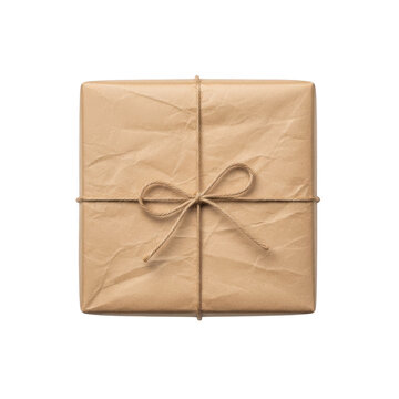 Elegant gift package tied with a natural brown ribbon and bow