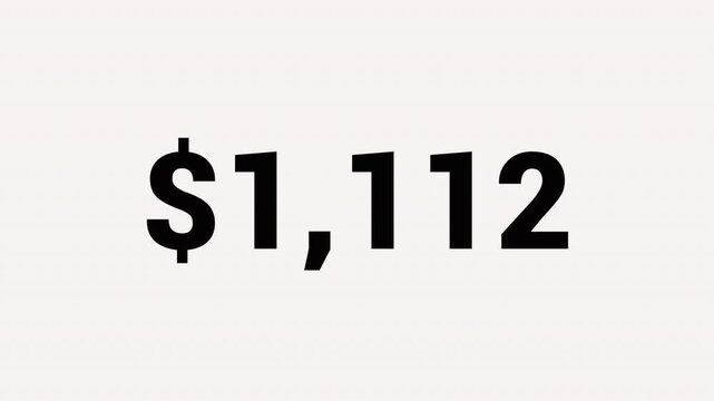 Increase counting numbers with dollar sign 0 to 2000.amount money counter animation with alpha channel in 4k.Concept of money and currency.