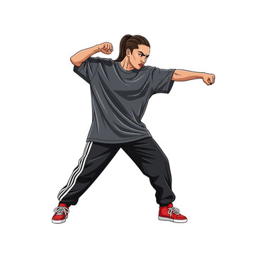 Female Krump Dancer Preparing Expressive Punch
