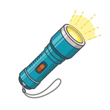 Compact LED flashlight shining bright in darkness. Portable emergency light for camping, power outages, and outdoor adventures.
