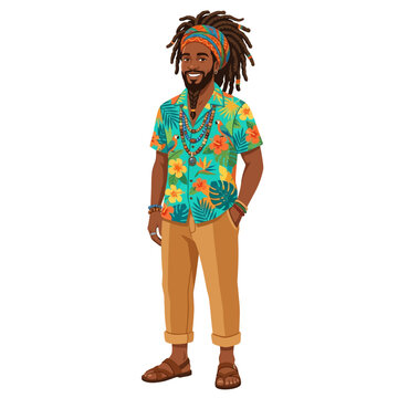 Rasta Man Hawaii Shirt Tropical Vibes Summer Casual Style Illustration