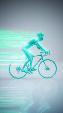 Conceptual 3D illustration of a cyclist motion design