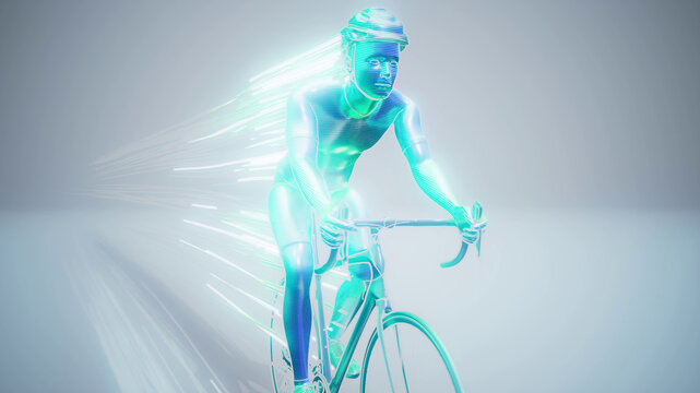 Conceptual 3D illustration of a cyclist motion design
