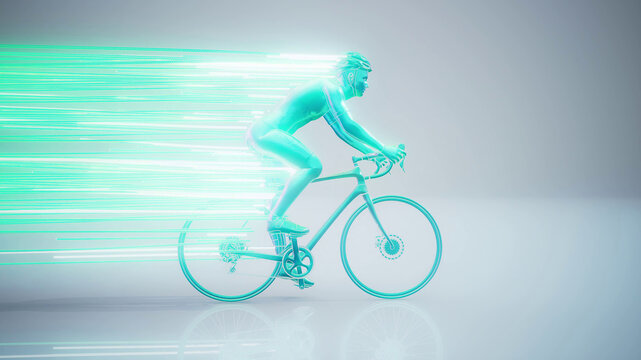 Conceptual 3D illustration of a cyclist motion design