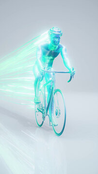 Conceptual 3D illustration of a cyclist motion design