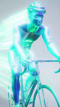 Conceptual 3D illustration of a cyclist motion design